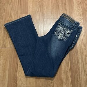 Rich Girl Women’s Bootcut Jeans 9 (30x30) Blue Dark Wash Embroidered Westerns